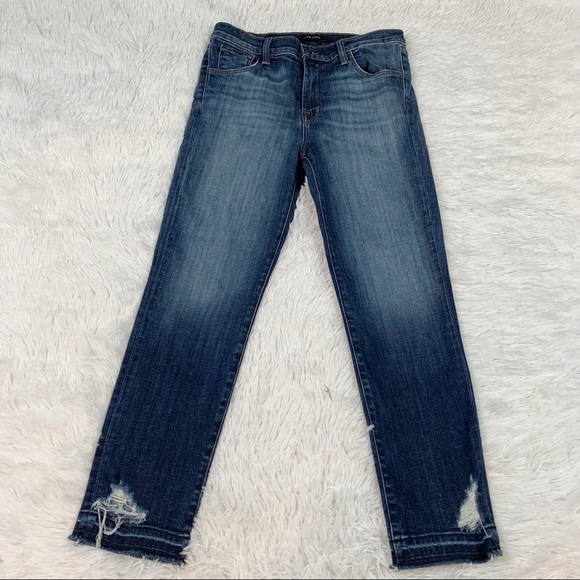 J Brand Ruby high rise skinny crop jeans in Jasper destruct released hem blue - Picture 2 of 12